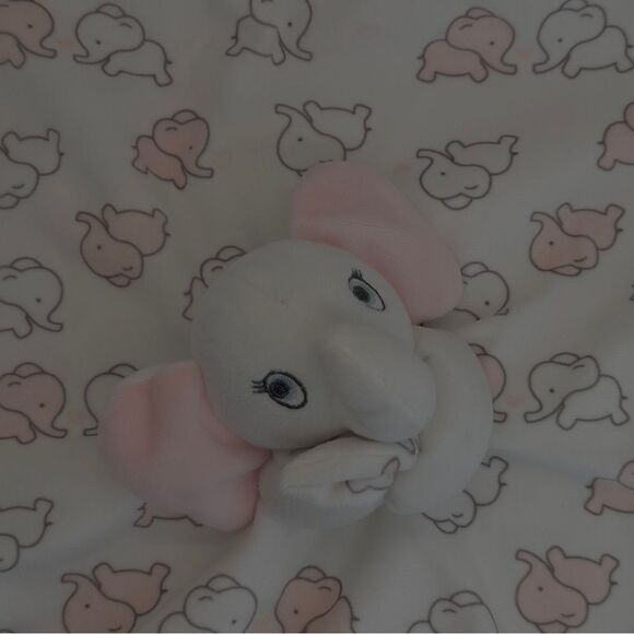 Blankets and Behond Elephant Lovey Blanket Pink White toy plush stuffed - Picture 3 of 11